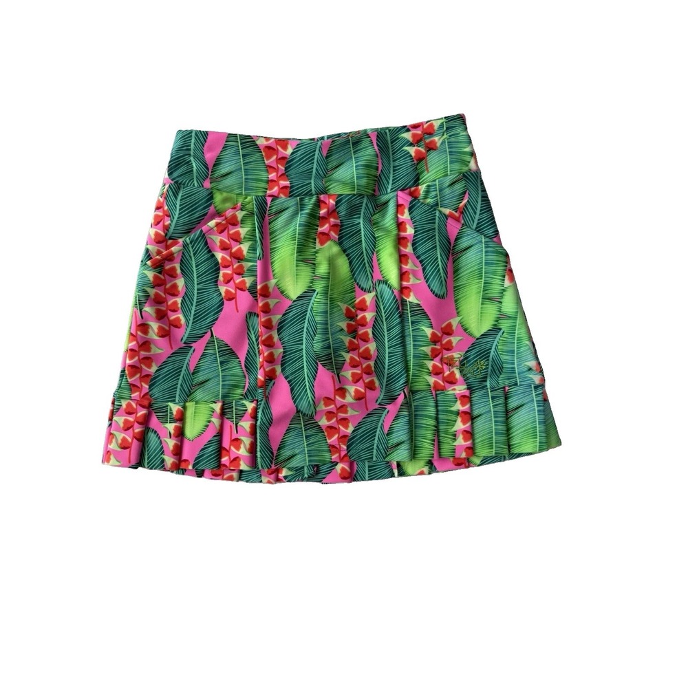Tzu Tzu Havana Kenley Skort XS Pink/Green Tropical Floral Golf Pull-On Stretch